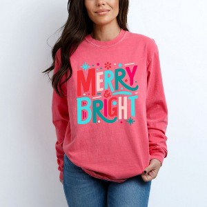 Simply Sage Market Women's Merry and Bright Abstract Long Sleeve Garment Dyed Tee - 1 of 4