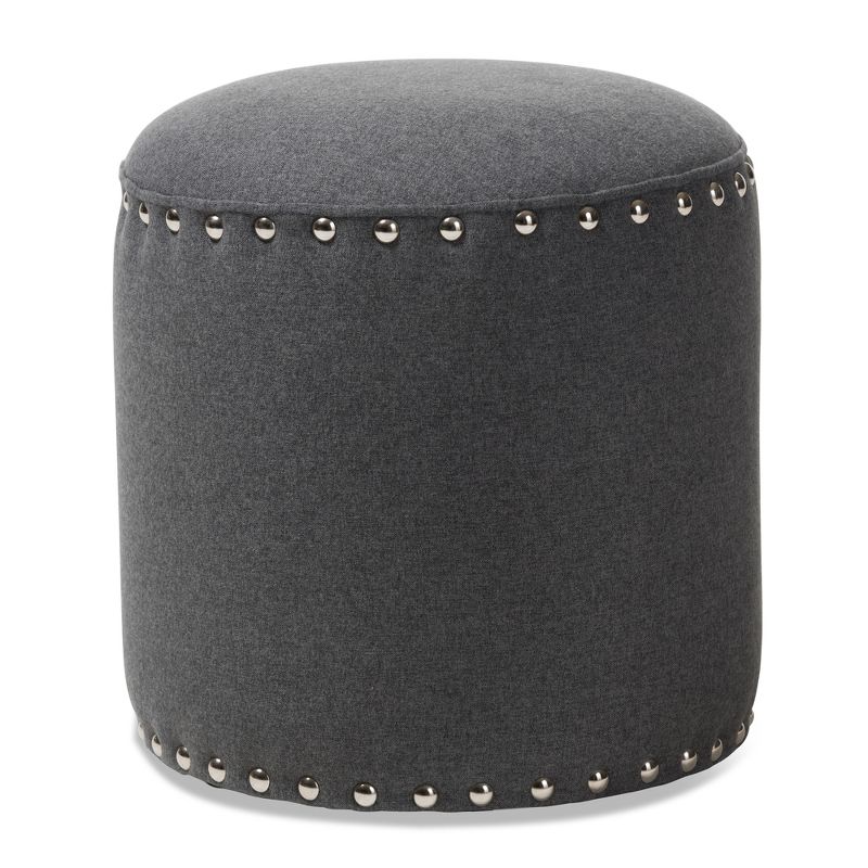 Rosine Modern and Contemporary Fabric Upholstered Nail Trim Ottoman - Baxton Studio, 1 of 10
