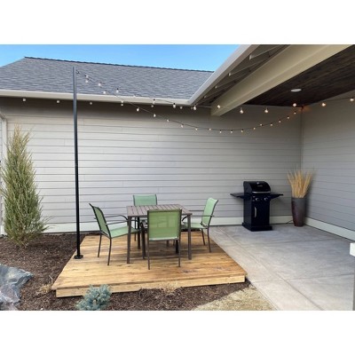 9.5ft Black Powder-Coated Steel String Light Pole Stand