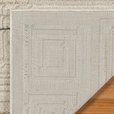 Vania Cream Geometric Tufted Synthetic 5' x 7' Area Rug
