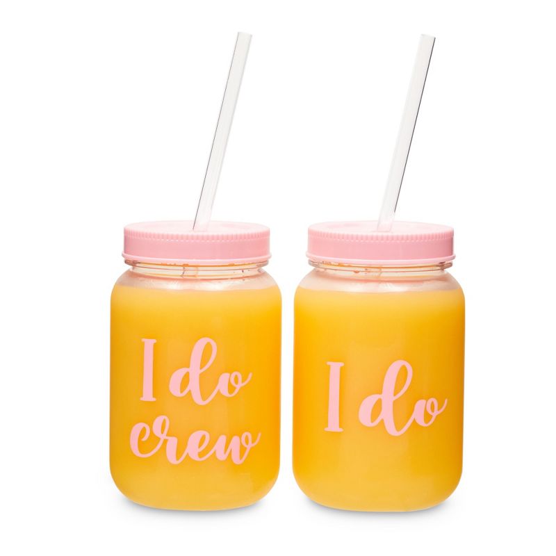 Blue Panda 12 Pack "I Do Crew" Bachelorette Party Cups with Lids, Pink Bridal Shower Mason Jar Gifts (18 oz), 4 of 9
