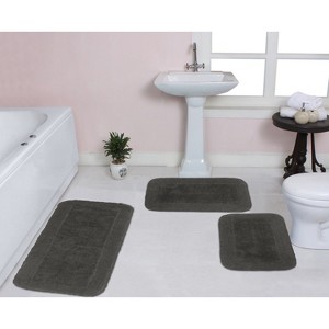 Radiant Bathroom Rugs Set, Washable Rug, Extra Soft and Absorbent bath Rug, Kitchen Mat, Bath Mat Set, Bath Floor Mat Non-Slip, 3 Pcs Set, Gray - 1 of 4