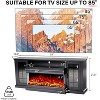 AMERLIFE 3-Sided Glass Fireplace TV Stand with LED Lights ,Fireplace Media Entertainment Center Console Cabinet Table with Glass Door Closed Storage - 2 of 4