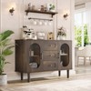 47" Sideboard Buffet Cabinet with Fluted Glass Doors & 3 Drawers, Mid-Century Credenza with Adjustable Shelves for Kitchen, Dining Room - 4 of 4