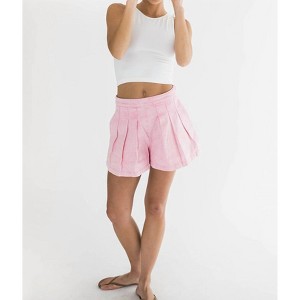 Women's Iris Pleated Cotton Twill Denim Shorts - falcon park - 1 of 4