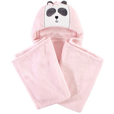 Hudson Baby Infant Girl Hooded Animal Face Plush Blanket, Miss Panda, One Size