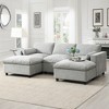 Whisen Modern Design Chenille Modular Sectional Sofa with Storage Pockets, Pillows and 2 Movable Ottomans - 2 of 4