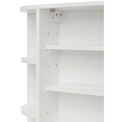 White Wall Mounted Mirrored Medicine Cabinet with Open Shelves