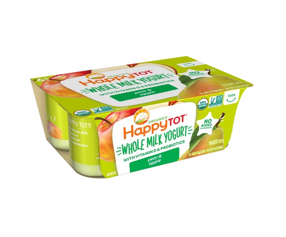 Dannon Happy Tot Pear & Apple Flavored Whole Milk Yogurt - 6ct/4oz