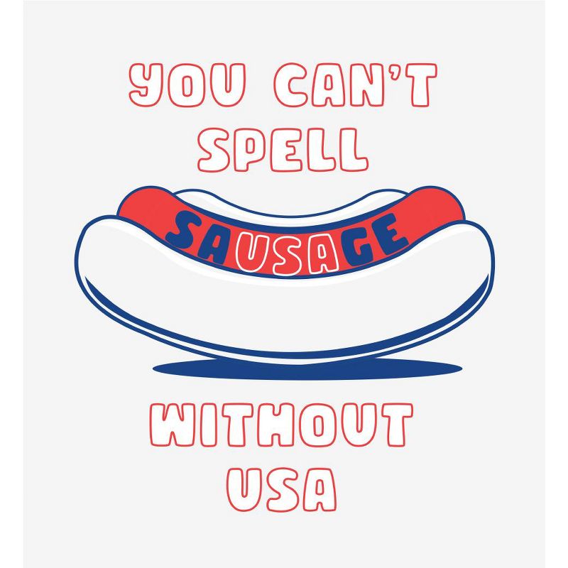 Americana You Can't Spell Sausage Without USA Long Sleeve Adult Hooded Sweatshirt, 2 of 3