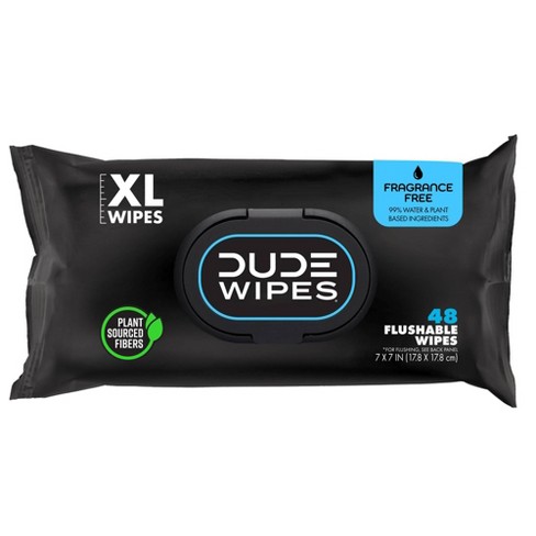 Dude Wipes Flushable Wipes, Fragrance Free, Extra Large - 48 wipes