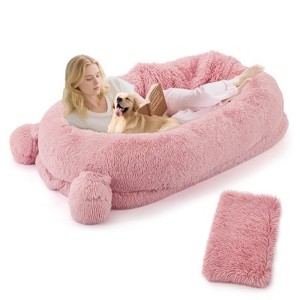 Human Dog Bed for Adult, Large Dog Bed with Blanket, Handle & 2 Storage Pocket, Removable Cover, - 1 of 4
