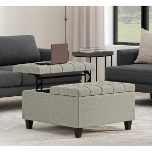 CAVINAS Square Linen Storage Ottoman Bench with Lift Lids and Stitched Tuft Design,Storage Benches for Living Room,Bedroom - 1 of 4