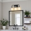 DORESshop 18 in. 3-Light Black Metal Vanity Light with Clear Glass Shade Bathroom Fixture for Modern Farmhouse Style Spaces - 3 of 4
