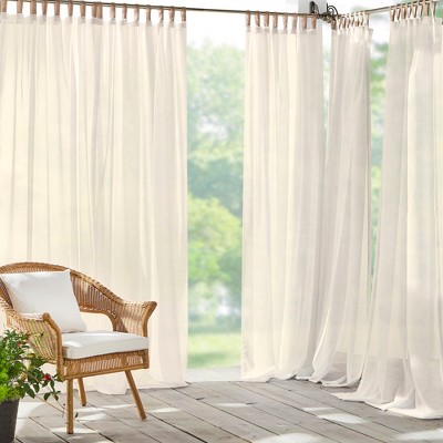 Darien Indoor/outdoor Sheer Tab Top Single Window Curtain For Patio ...