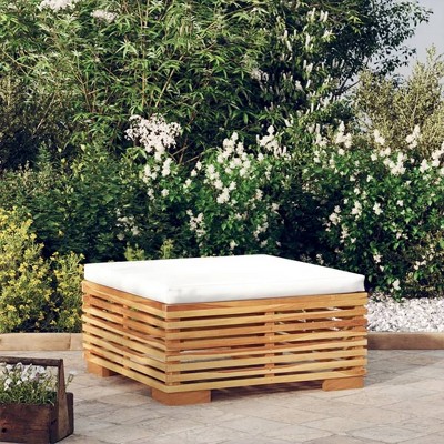 vidaXL Patio Footrest with Cream Cushion Solid Wood Teak