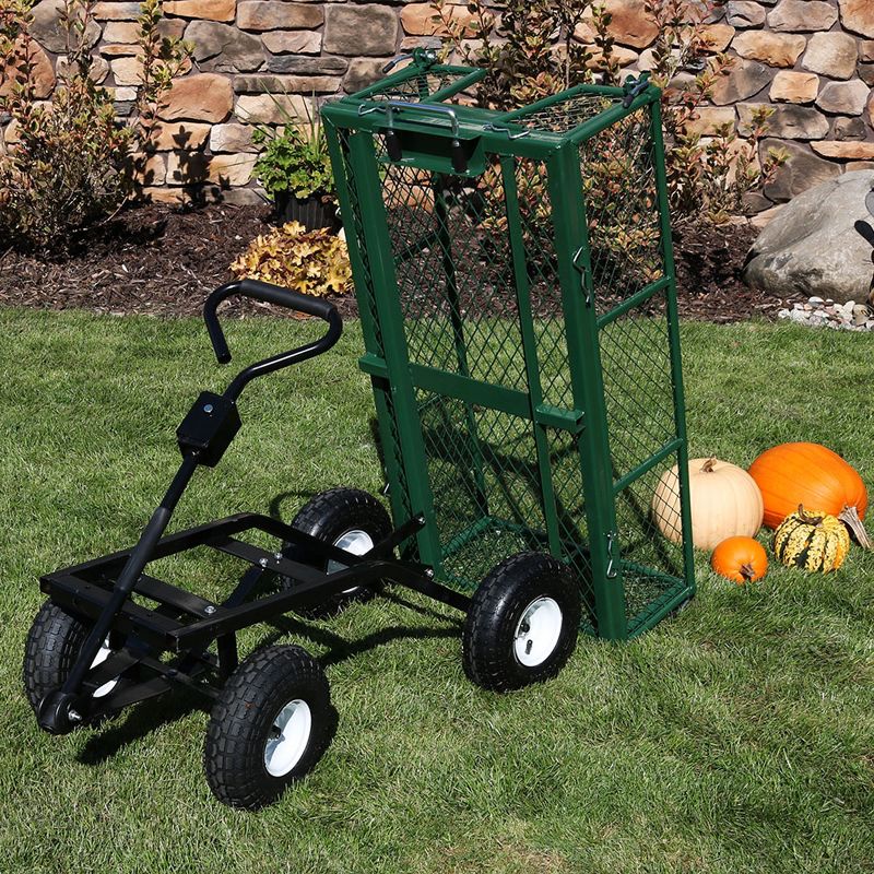 Sunnydaze Outdoor Lawn and Garden Heavy-Duty Durable Steel Mesh Utility Dump Wagon Cart with Removable Sides, 4 of 14