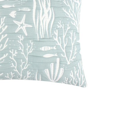 Seafoam and White Coastal Polyester Pillow Sham
