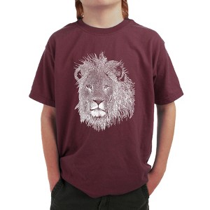 LA Pop Art Boy's Word Art T-shirt - Lion Maroon X Large - 1 of 4