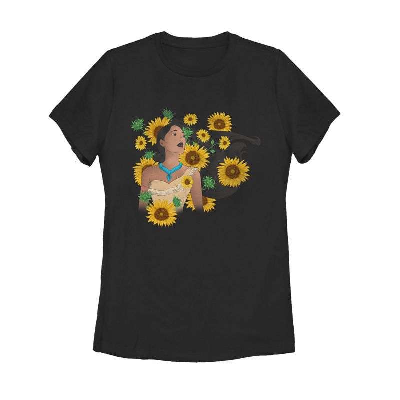 Women's Pocahontas Basking In A Forest Of Sunflowers T-Shirt, 1 of 4