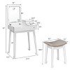 Costway Vanity Dressing Table Flip Desk Furniture Stool 2 White - image 2 of 4