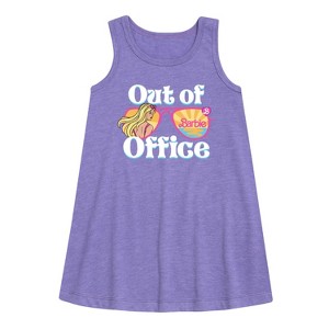 Girls' - Barbie - Out of Office Graphic Sleeveless Aline Dress - 1 of 2