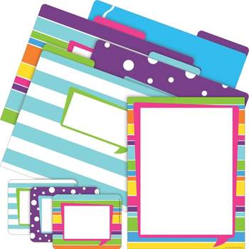 Barker Creek Happy Get Organized Office 12 letter folders 45 self-adhesive labels BC0114