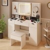 KTMBDW Large Vanity Table Set with LED Lighted Mirror and 2 DIY Pegboards, 5 Hooks, Vanity Desk with Drawers and Cushioned Stool for Bedroom - 2 of 4