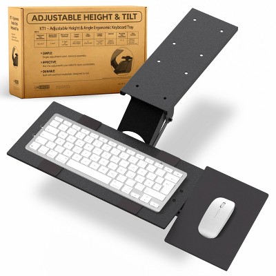 Adjustable Black Steel Under-Desk Keyboard Tray with Mouse Pad