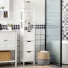 kleankin Tall Bathroom Cabinet, Slim Bathroom Storage Cabinet, Narrow Floor Cabinet with 3 Drawers and 2 Open Shelves, Linen Tower for Small Space - 3 of 4