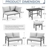 COWLOWN 7 Piece Light Gray Metal Outdoor Patio Set,  Sectional Sofa, High Dining Table, Chair with Cushions for Balcony, Porch and Lawn Areas - 3 of 4