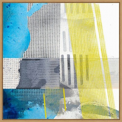 Origin Yellow I Abstract Canvas Print with Maple Frame