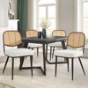 Bekrvio Rattan Dining Chairs Set of 4 - Mid Century Modern Boucle Upholstered Cane Back Side Chairs with Metal Legs for Kitchen - 2 of 4