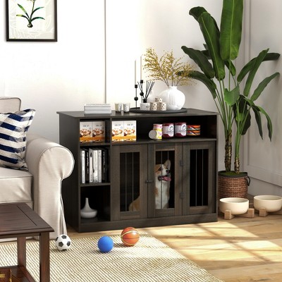 Medium Brown Wooden Dog Crate Table with Storage