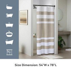 LunaLulinlk Waffle Shower Curtain, Stripe - 1 of 4