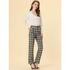 INSPIRE CHIC Women's Plaid Elastic Waist Casual Work Office Long Pants - 3 of 4