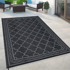 Reversible Rug, Waterproof Geometric Mat for Patio, Deck & Picnics - 1 of 4