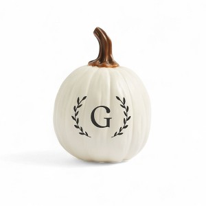 Personalization Mall Laurel Initial Monogram Pumpkins - Small Cream - 1 of 4