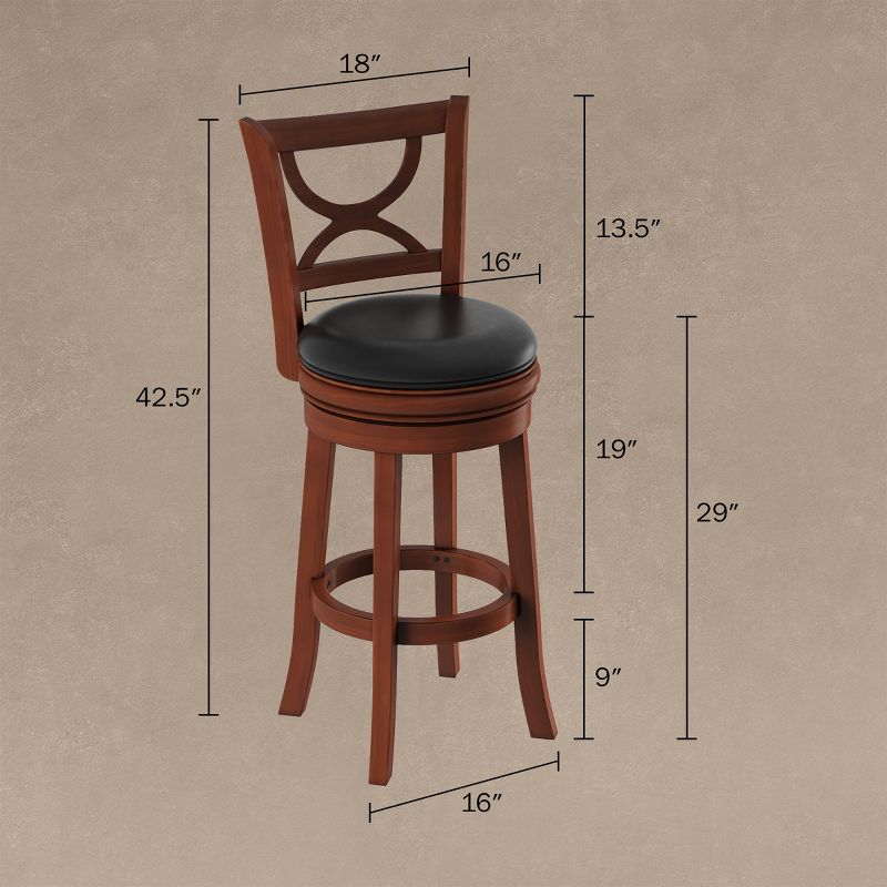 Hasting Home Faux Leather High-Back Counter-Height Swivel Bar Stool, 3 of 8
