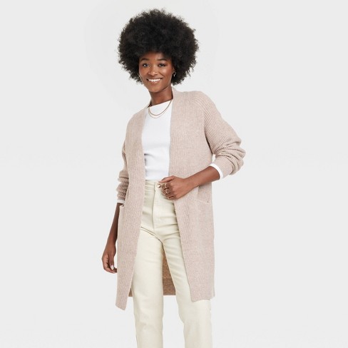 Women's Open-Front Cardigan - Universal Thread™ Tan S