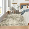 Vintage Distressed Floral Print Home Decor Rugs, Washable Non Slip Low Pile Retro Carpet for Bedroom Living Room - 4 of 4