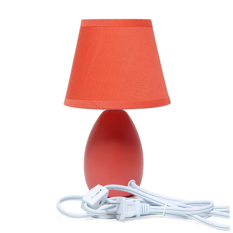 9.45" Petite Ceramic Oblong Bedside Table Desk Lamp with Matching Tapered Drum Shade - Creekwood Home, 5 of 11