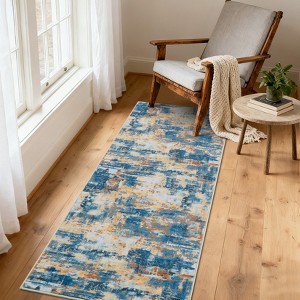 Area Rug Living Room Rug: Washable Modern Abstract Soft Thin Rug Indoor Floor No Slip Stain Resistant Carpet - 1 of 4