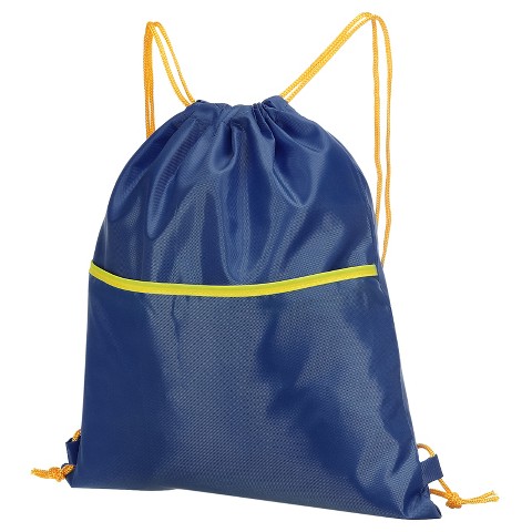 Unique Bargains Waterproof Adjustable Zip Pocket Drawstring Gym Backpack Bag for Women Men Orange