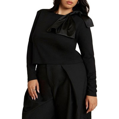 ELOQUII Strong Shoulder Top With Bow
