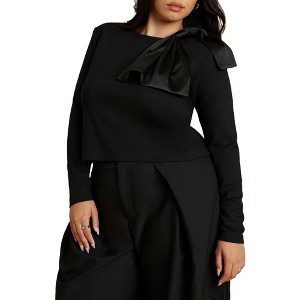 ELOQUII Strong Shoulder Top With Bow - 1 of 4