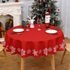 Red Christmas Tablecloths Collection Waterproof Holiday Dining Table Decor Indoor Outdoor with Snowflakes Tree Patterns - 3 of 4