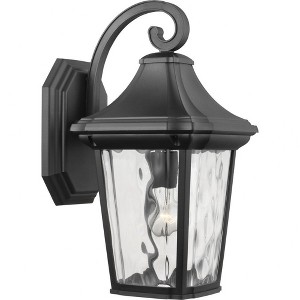 Progress Lighting Marquette 1-Light Outdoor Wall Lantern in Black with Water Glass Shade - 1 of 4