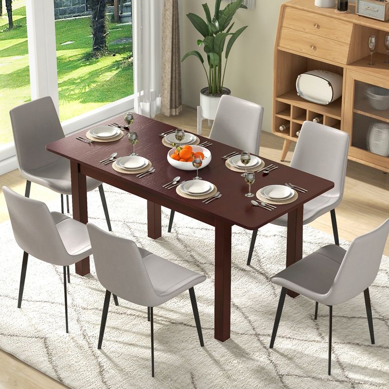 Costway Extendable Dining Table Folding Rubber Wood Table for 4 People with Safety Locks, 4 of 11