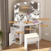 WhizMax Corner Vanity Desk with Mirror and Lights, Makeup Vanity Table with Lights with 2 Drawers & Stool - 2 of 4